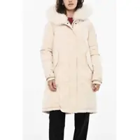 Geci de iarna Solid Color Keystone Down Jacket With Fur On Hood Femei