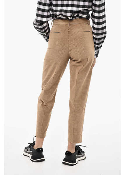 Pantaloni casual Woolrich Corduroy Double Pleat Pants Brown Femei (BM 19377512) 2