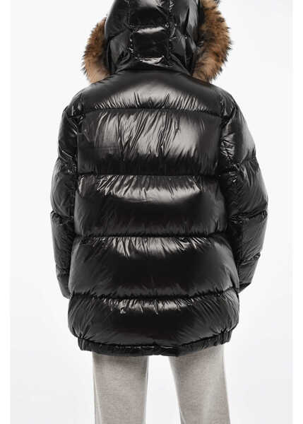 Geci de iarna Woolrich Patent Quilted Aliquippa Down Jacket With Fur Black Femei (BM 19377521) 2