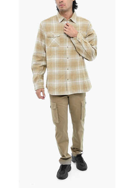 Jachete Woolrich Printed Cruiser Casual Shirt With Classic Collar Beige Barbati (BM 19377536) 4