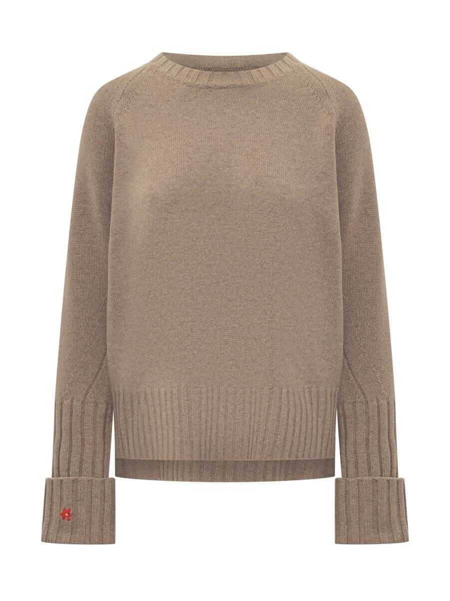 Pulovere Tory Burch Tory Burch Ory Burch Beige Wool Sweater With Embroidered Logo Beige Femei (BM 19390374) 1