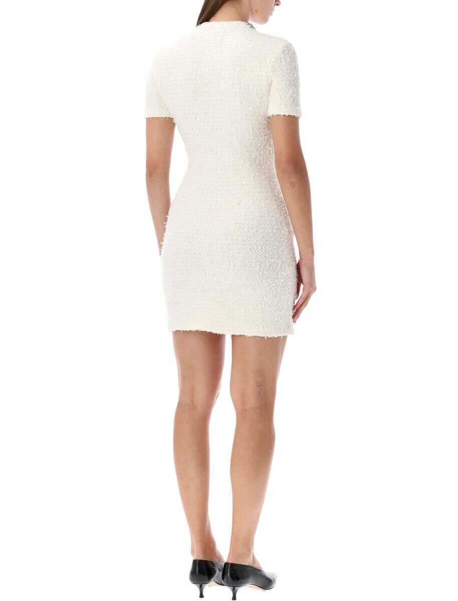 Rochii Self-Portrait Self-Portrait Cream Boucl Knit Mini Dress With Crystal Buttons Beige Femei (BM 19391130) 2