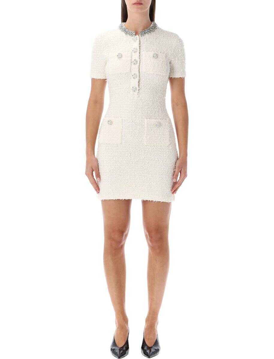 Rochii Self-Portrait Self-Portrait Cream Boucl Knit Mini Dress With Crystal Buttons Beige Femei (BM 19391130) 1
