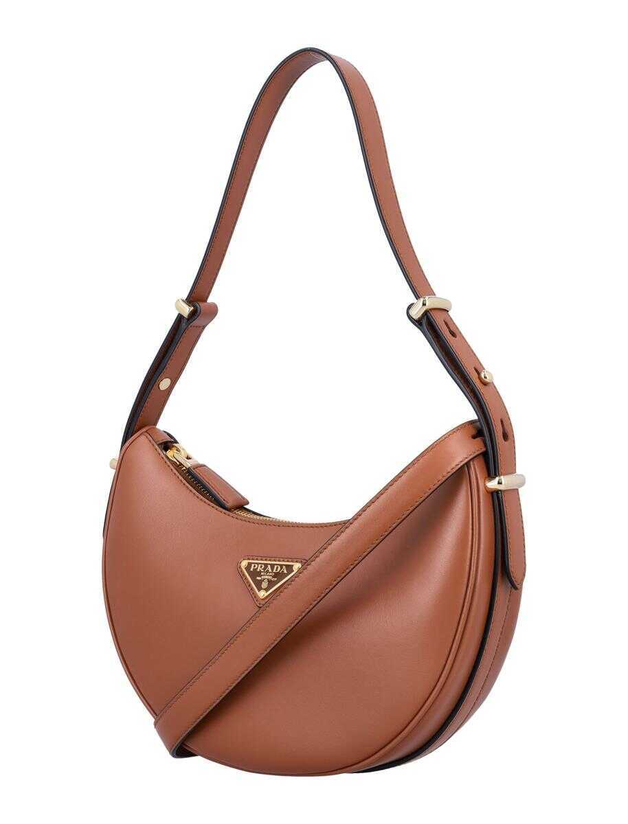 Genti de umar Prada Prada Arqu Small Leather Shoulder Bag Brown Femei (BM 19391427) 3