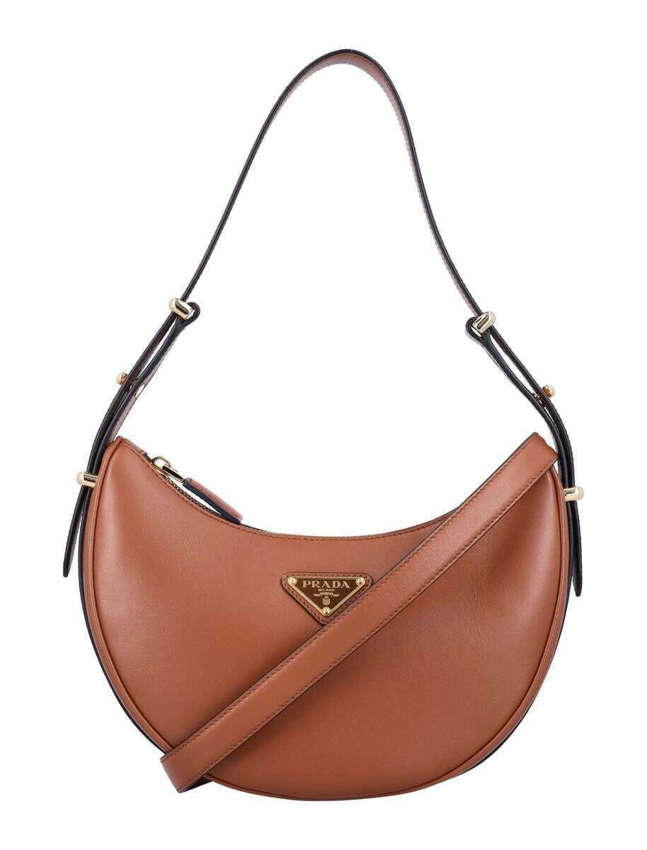 Genti de umar Prada Prada Arqu Small Leather Shoulder Bag Brown Femei (BM 19391427) 1