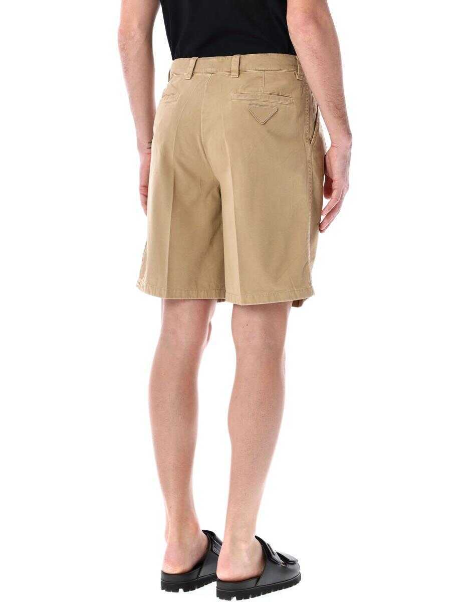 Pantaloni Prada Prada Cotton Bermudas Beige Barbati (BM 19391775) 2
