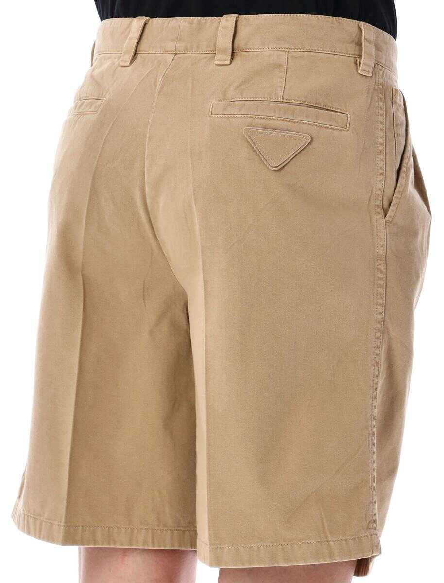 Pantaloni Prada Prada Cotton Bermudas Beige Barbati (BM 19391775) 3