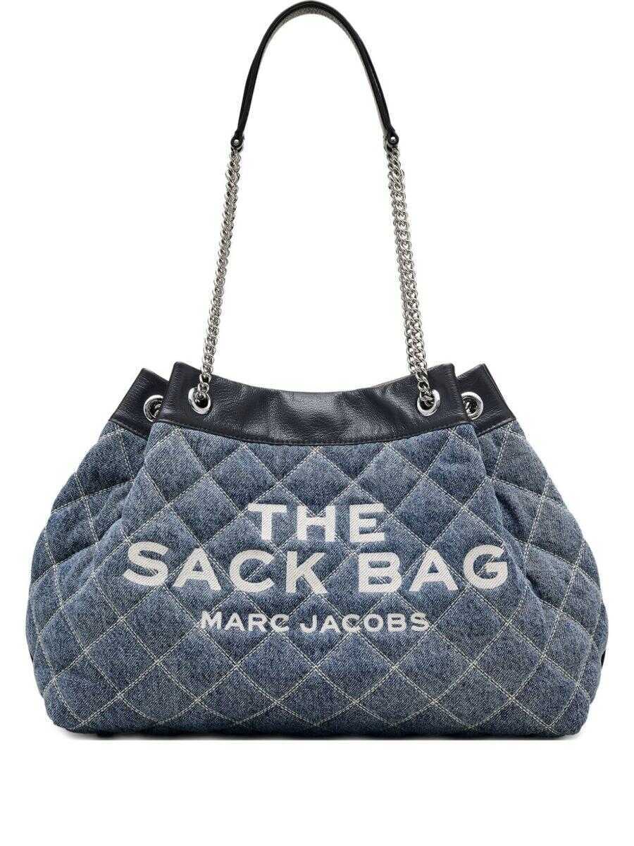 Genti de umar Marc Jacobs Marc Jacobs The Chain Sack Large Cotton Shoulder Bag CLEAR BLUE Femei (BM 19391895) 1