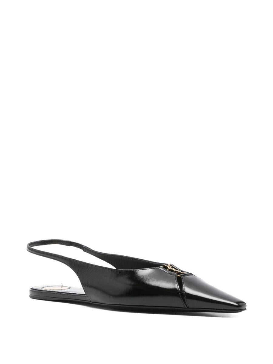Balerini Saint Laurent Saint Laurent Babylone Leather Slingback Ballets Black Femei (BM 19393182) 2