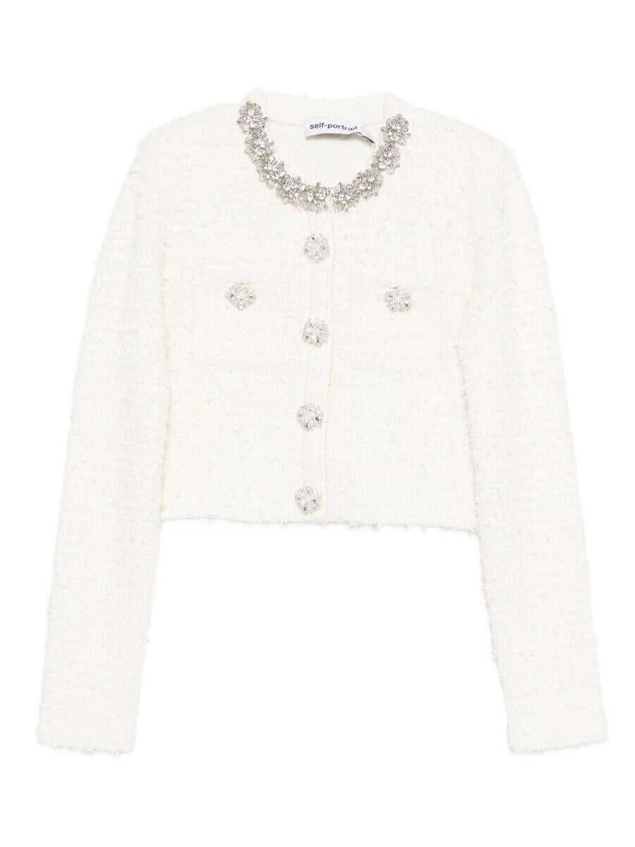 Cardigane Self-Portrait Self-Portrait Crystal Embellished Cardigan Beige Femei (BM 19394670) 1