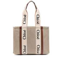 Genti de mana Chloé Woody Canvas Medium Tote Femei