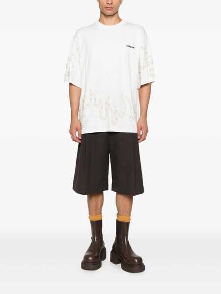 Tricouri BARROW Barrow White T-Shirt With Beaded Flame Barrow WHITE Barbati (BM 19396599) 2