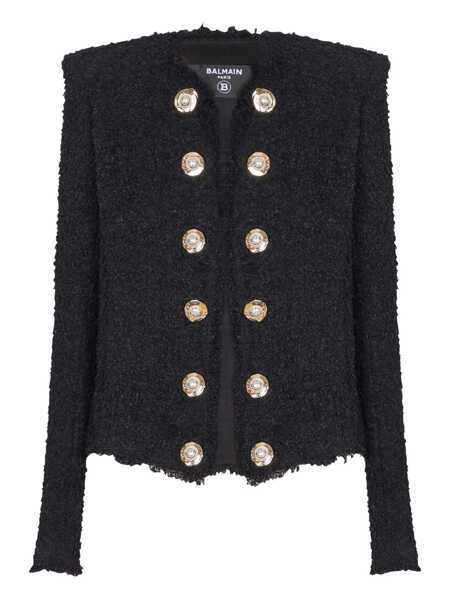 Geci Balmain Balmain Tweed Short Jacket Black Femei (BM 19396803) 1