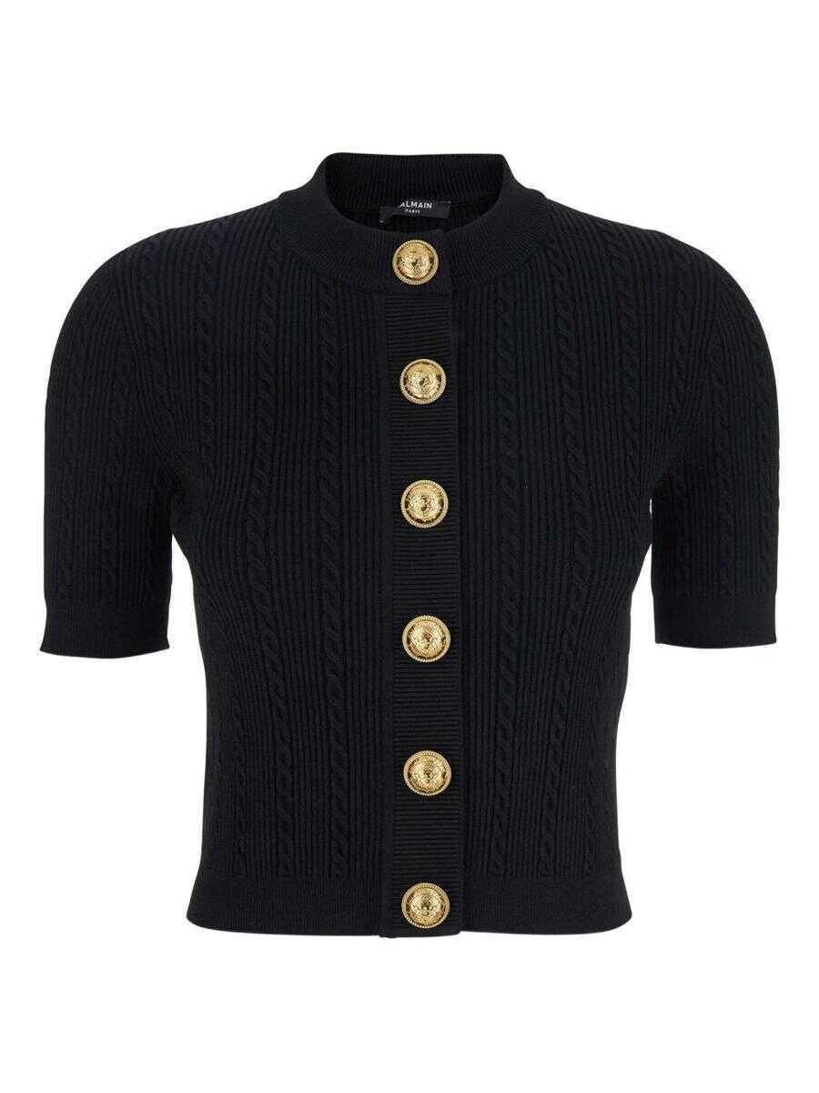 Cardigane Balmain Balmain Crewneck Cardigan Black Femei (BM 19396815) 1
