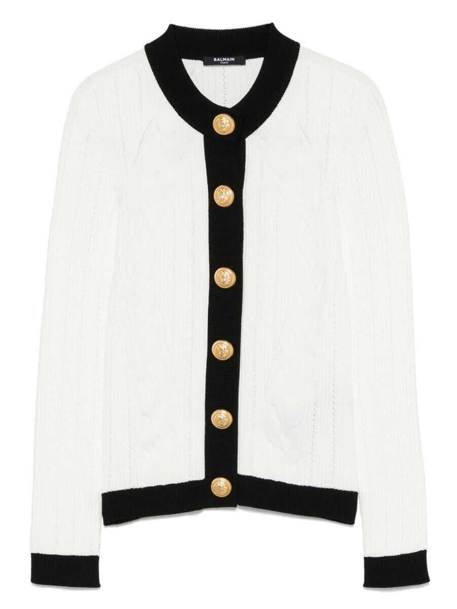 Cardigane Balmain Balmain Knitted Crewneck Cardigan WHITE Femei (BM 19396818) 1