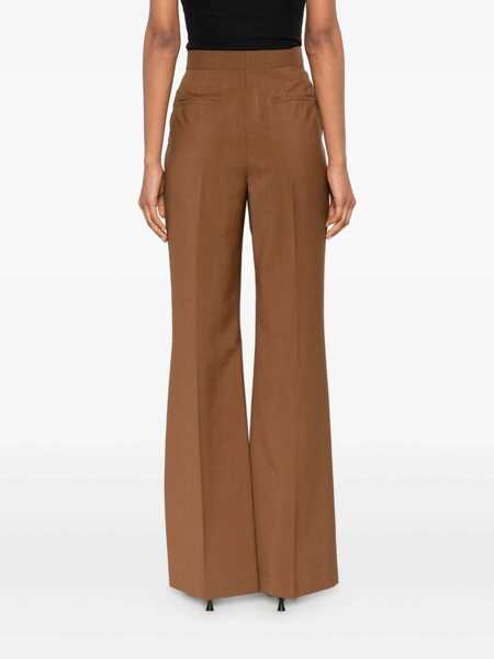 Pantaloni casual Fendi Fendi Wool Flared Trousers Brown Femei (BM 19396950) 4