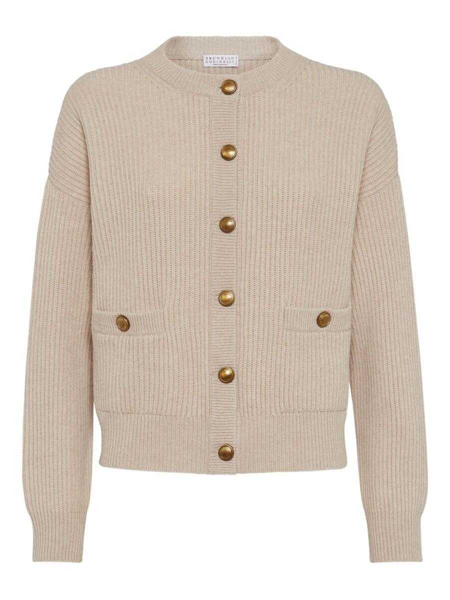 Cardigane Brunello Cucinelli Brunello Cucinelli Wool Blend Cardigan Beige Femei (BM 19398948) 1