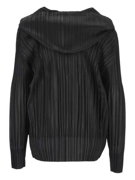 Pulovere PLEATS PLEASE ISSEY MIYAKE Pleats Please Issey Miyake Fluffy Basics Hooded Blouse Black Femei (BM 19400430) 2