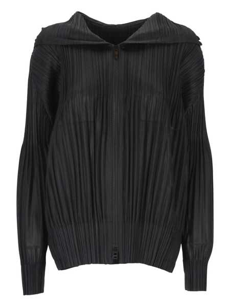 Pulovere PLEATS PLEASE ISSEY MIYAKE Pleats Please Issey Miyake Fluffy Basics Hooded Blouse Black Femei (BM 19400430) 1