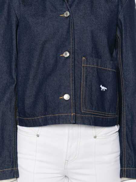 Geci MAISON KITSUN Maison Kitsun Cropped Denim Jacket BLUE Femei (BM 19400469) 5
