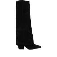 Bocanci Paris Texas Black High Boots In Suede Femei