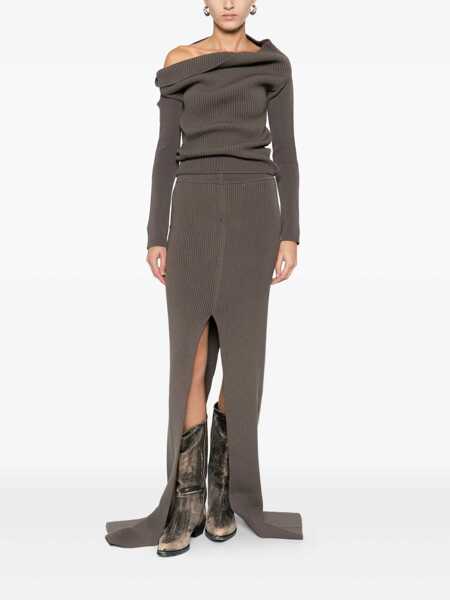 Fuste Rick Owens Rick Owens Wool Long Skirt GREY Femei (BM 19400601) 2