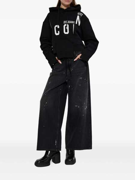 Bluze de trening DSQUARED2 DSQUARED2 Cotton Cropped Hoodie Black Femei (BM 19401048) 2