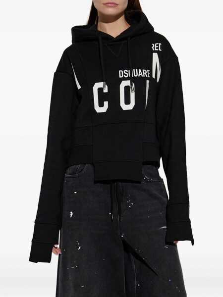 Bluze de trening DSQUARED2 DSQUARED2 Cotton Cropped Hoodie Black Femei (BM 19401048) 3
