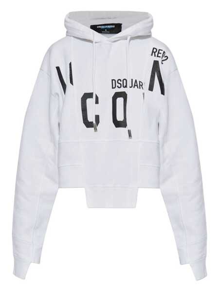 Bluze de trening DSQUARED2 DSQUARED2 Cotton Cropped Hoodie WHITE Femei (BM 19401051) 1