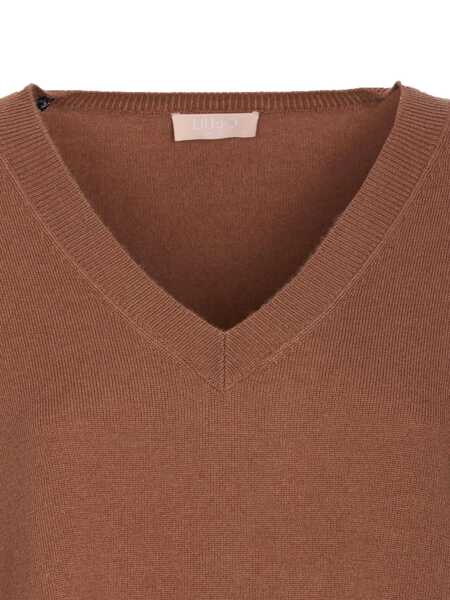 Pulovere Liu Jo Liu Jo Beige Knitwear In Wool And Cashmere With V-Neck BROWN Femei (BM 19401348) 3