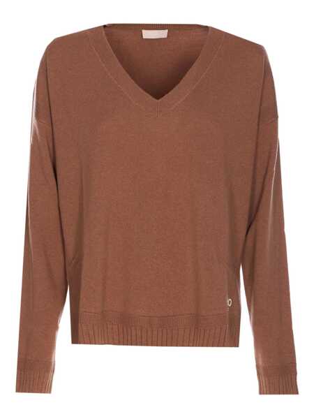 Pulovere Liu Jo Liu Jo Beige Knitwear In Wool And Cashmere With V-Neck BROWN Femei (BM 19401348) 1