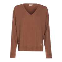Pulovere Liu Jo Beige Knitwear In Wool And Cashmere With V-Neck Femei