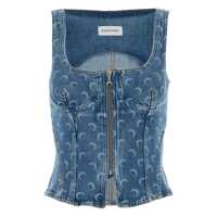 Topuri Marine Serre Moon Denim Bustier Top Femei