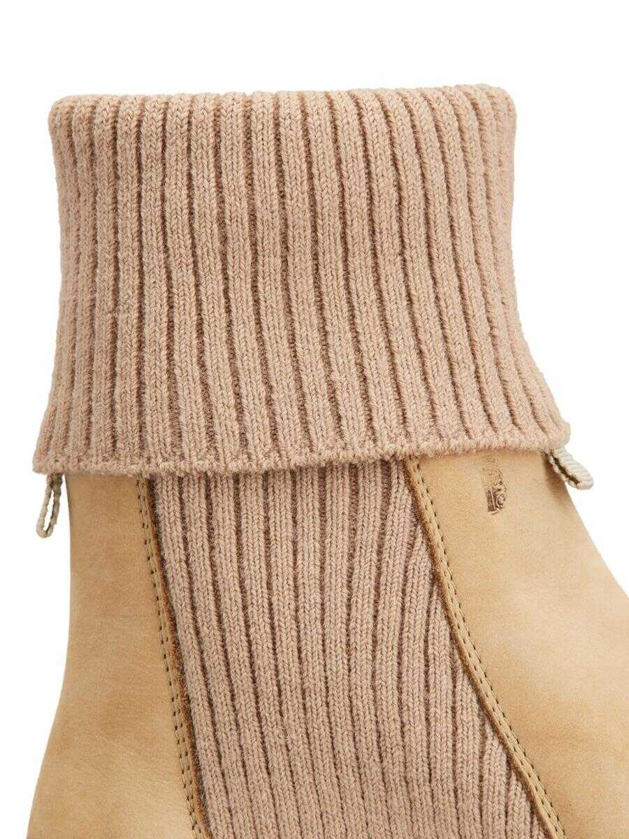 Bocanci TODS TodS Leather Knitted Boots Beige Femei (BM 19402242) 2
