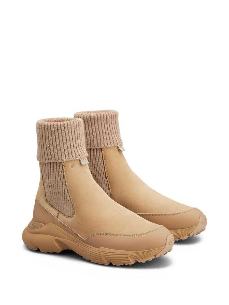 Bocanci TODS TodS Leather Knitted Boots Beige Femei (BM 19402242) 3
