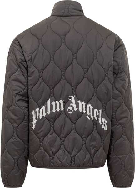 Jachete Palm Angels Curved Quilted Logo Jacket BLACK/OFF/WHI Barbati (BM 19402550) 2
