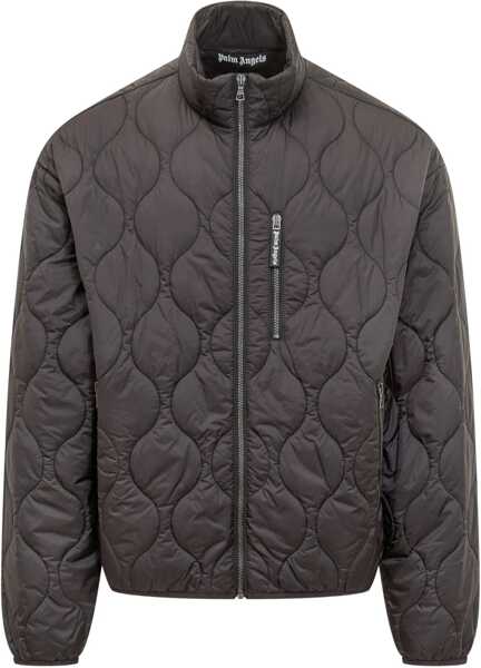 Jachete Palm Angels Curved Quilted Logo Jacket BLACK/OFF/WHI Barbati (BM 19402550) 1