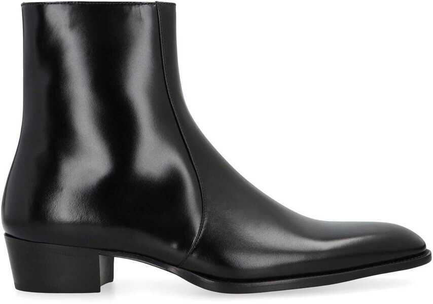 Bocanci Saint Laurent Saint Laurent Smooth Leather Roman Boots Black Barbati (BM 19404717) 2