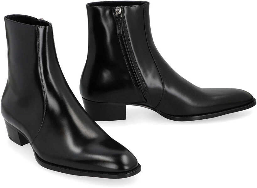 Bocanci Saint Laurent Saint Laurent Smooth Leather Roman Boots Black Barbati (BM 19404717) 3