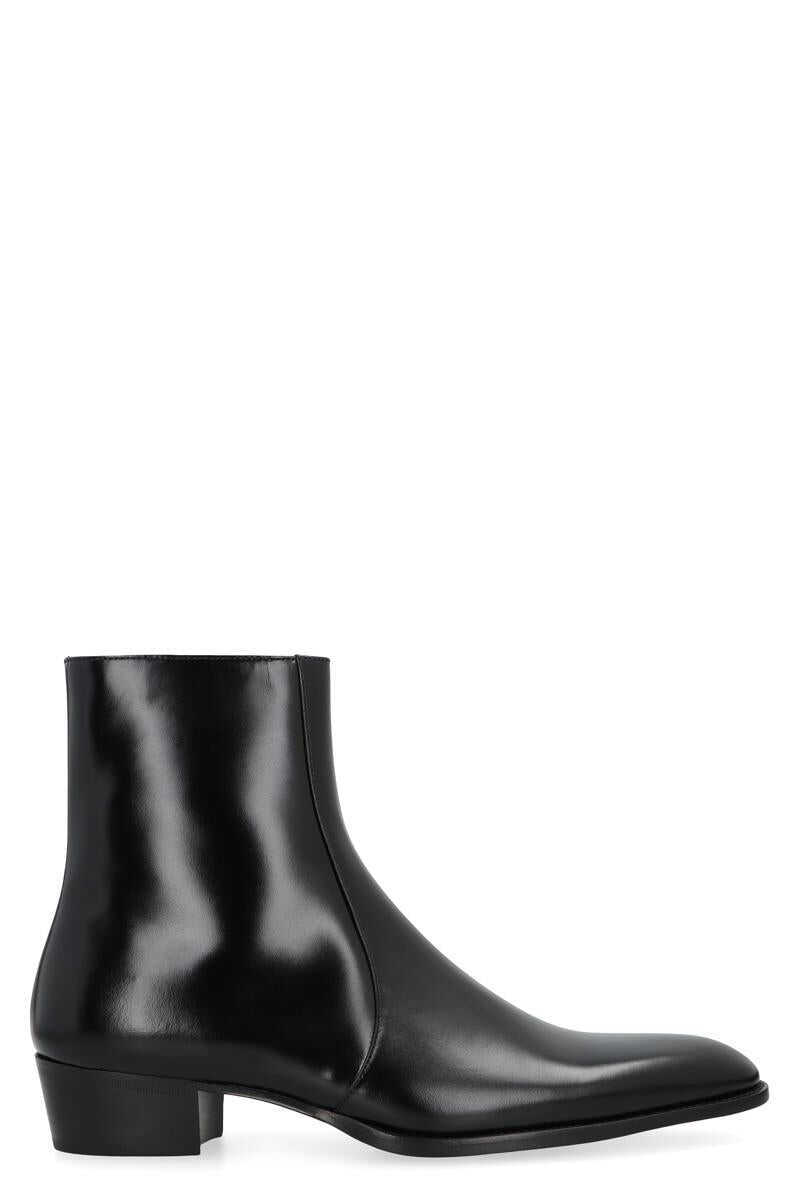 Bocanci Saint Laurent Saint Laurent Smooth Leather Roman Boots Black Barbati (BM 19404717) 1