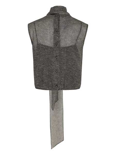 Topuri Gucci Gucci Top In Georgette Di Seta Trasparente GREY Femei (BM 19405173) 2