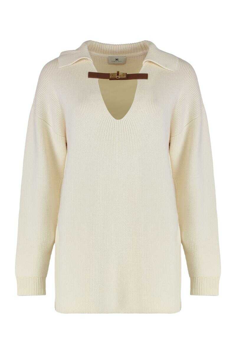 Pulovere Elisabetta Franchi Elisabetta Franchi Sweater In Mixed Wool With A Jewel Strap BROWN Femei (BM 19405578) 1
