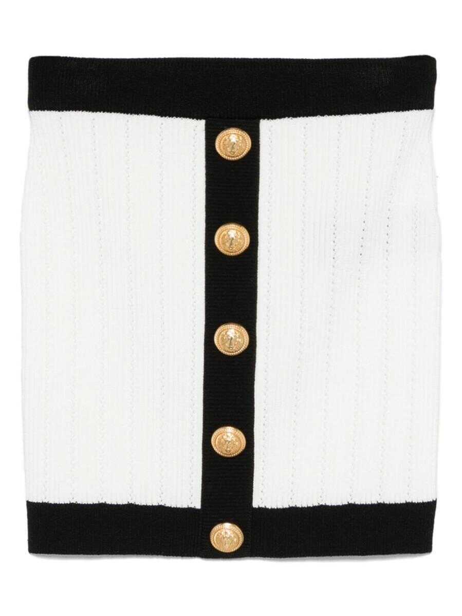 Fuste Balmain Balmain Knitted Buttoned Mini Skirt WHITE Femei (BM 19405923) 1