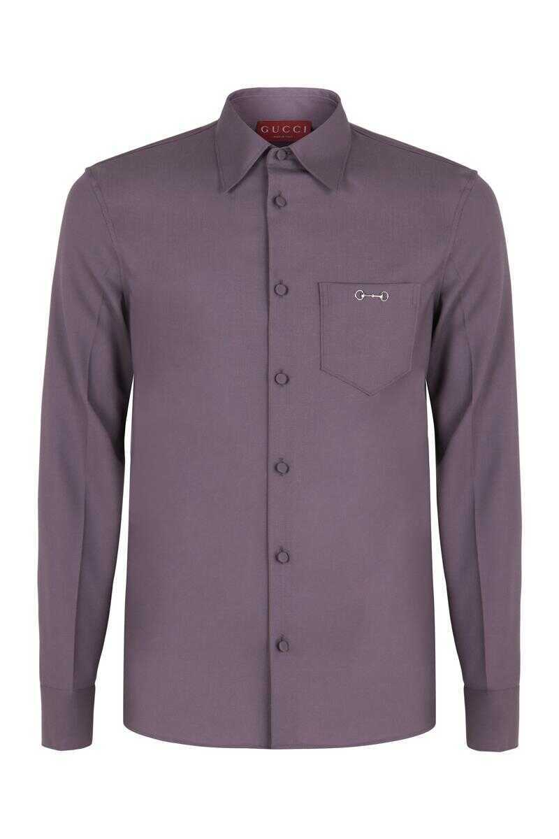 Camasi Gucci Gucci Shirt In Wool Gabardine With Clamp PURPLE Barbati (BM 19406574) 1