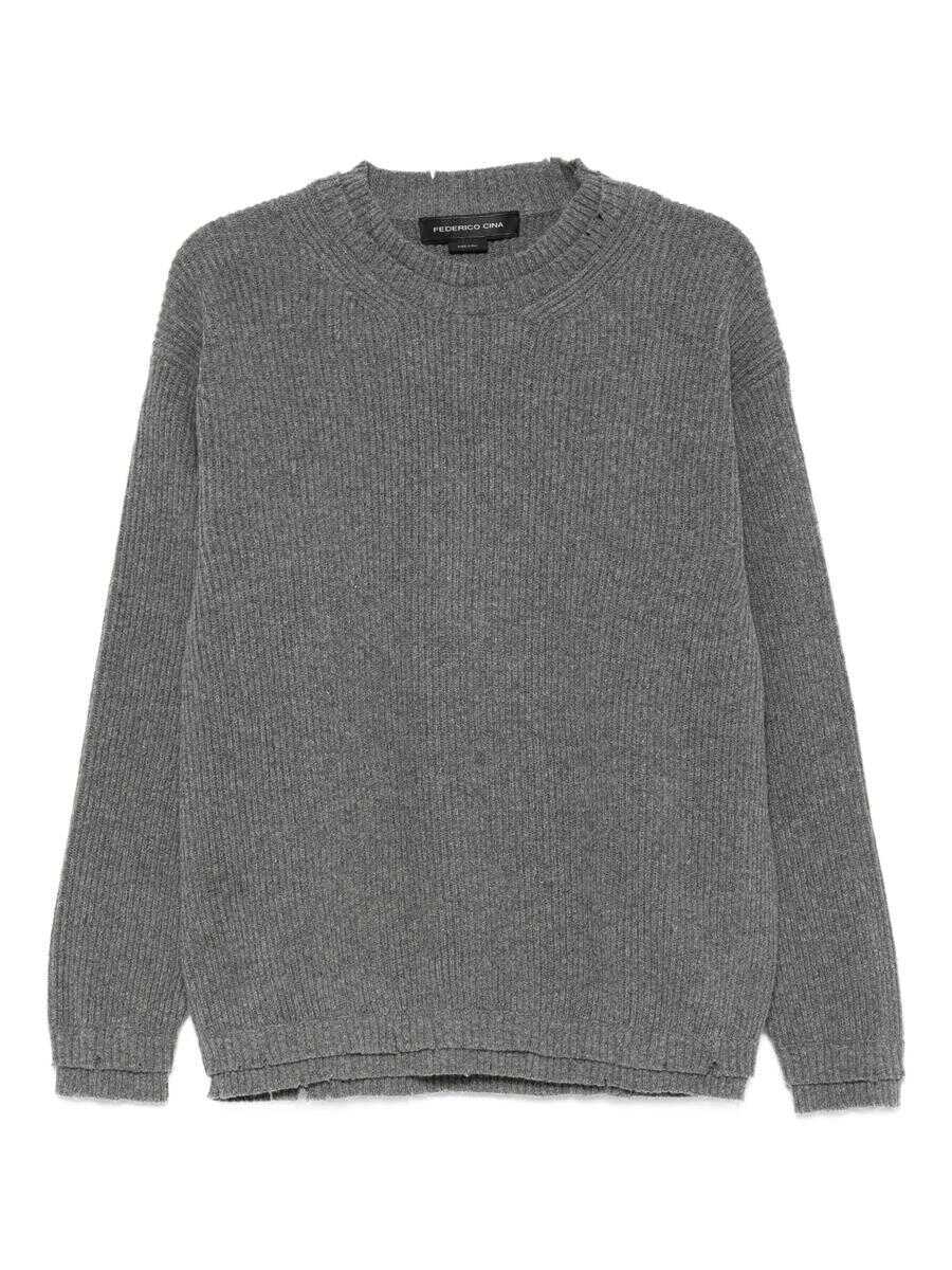Pulovere FEDERICO CINA Federico Cina English Rib Crewneck Clothing GREY Femei (BM 19406667) 1