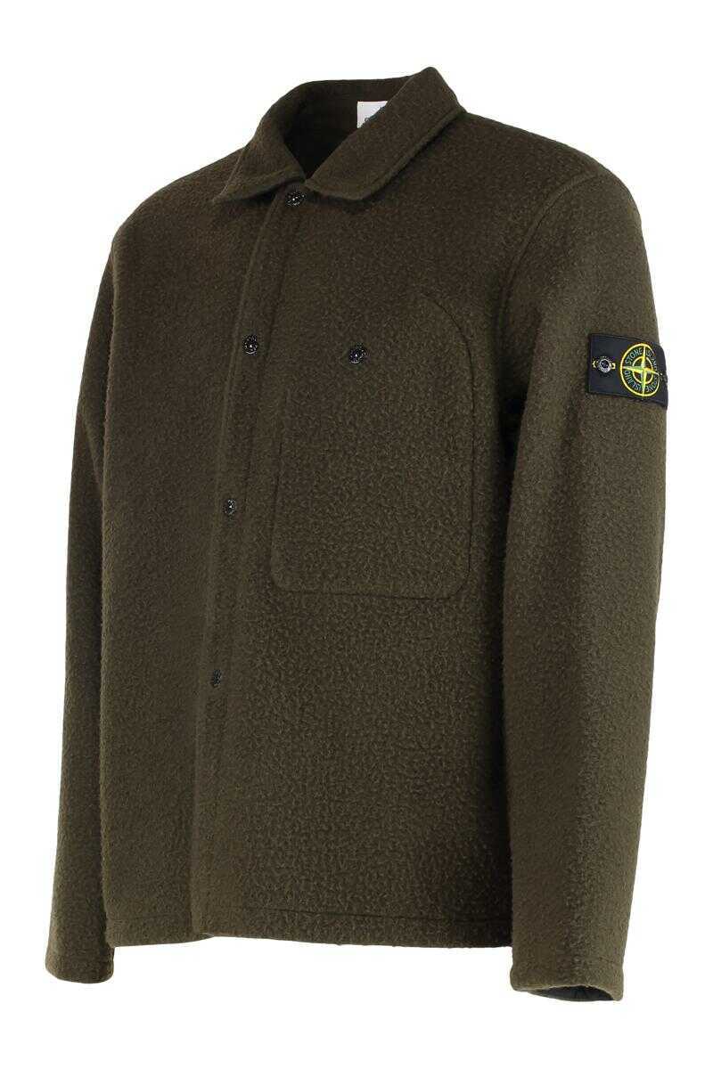 Camasi Stone Island Stone Island Overshirt In Wool And Nylon GREEN Barbati (BM 19406955) 3