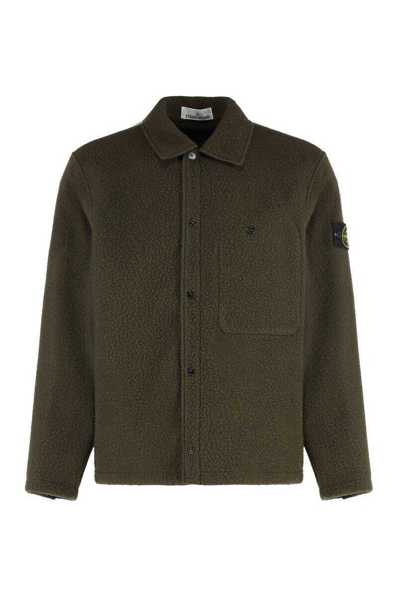 Camasi Stone Island Stone Island Overshirt In Wool And Nylon GREEN Barbati (BM 19406955) 1