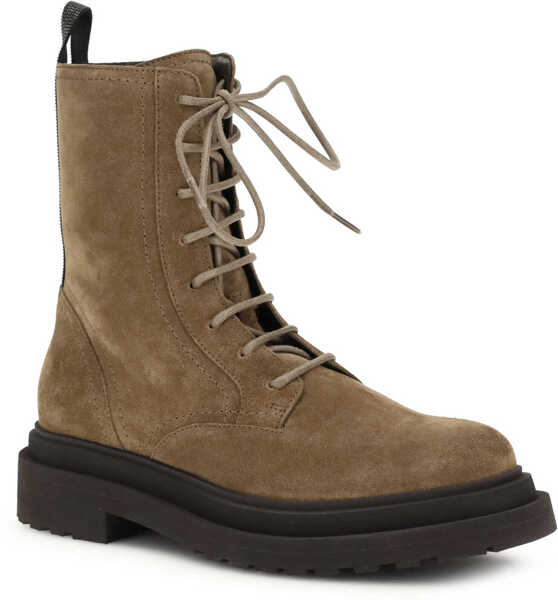 Bocanci casual Brunello Cucinelli Suede lace-up Ankle Boots SESAMO Femei (BM 19409012) 2