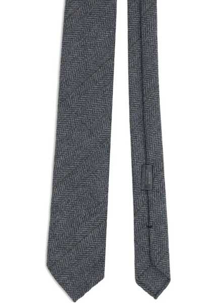 Cravate BRIONI Herringbone wool Tie GRAPHITE Barbati (BM 19409027) 3