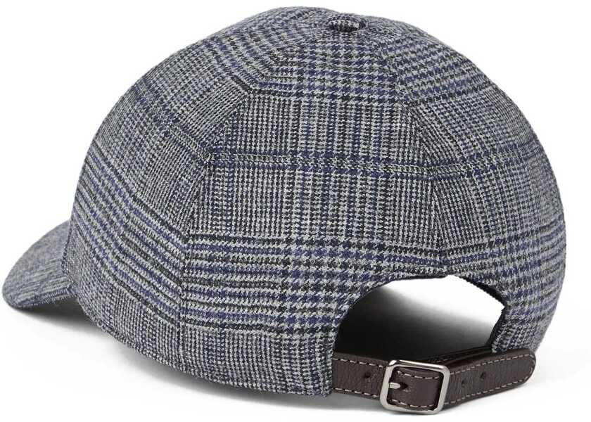 Sepci Brunello Cucinelli Prince of Wales Fabric Baseball Hat with Shiny Band BLU/GRIGIO Femei (BM 19409084) 2